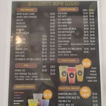 Serenity Sips - Hot drink & cold drink menu March 2026 - Coffee & Tea Near Me - Venice, Florida Serenity Sips - Hot drink & cold drink menu March 2026 - Coffee & Tea Near Me - Venice, Florida