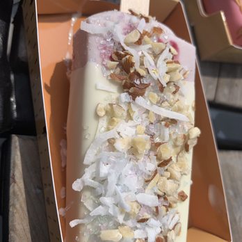 Fantasticks - Blueberries and Marscarpone pop with white chocolate dip with hazelnuts, coconut and unicorn dust - Gelato Near Me - Ashburn, Virginia