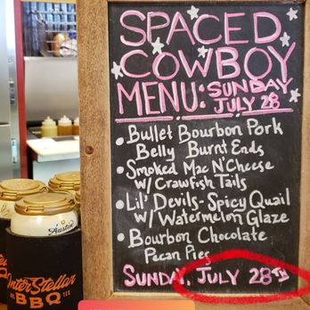 Interstellar BBQ - Menu of their special event coming up - Barbeque Near Me - Austin, Texas Interstellar BBQ - Menu of their special event coming up - Barbeque Near Me - Austin, Texas