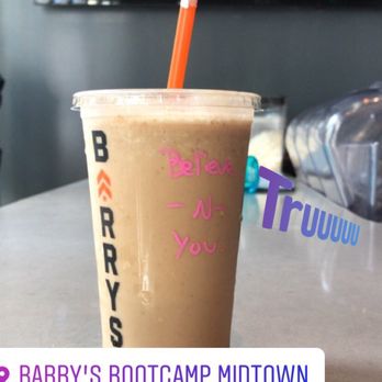 Barry's - Skinny pb shake- almond milk, vegan vanilla protein, peanut butter, and banana $10.00 - Trainers Near Me - Miami, Florida Barry's - Skinny pb shake- almond milk, vegan vanilla protein, peanut butter, and banana $10.00 - Trainers Near Me - Miami, Florida