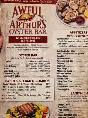 Menu photo 7 Awful Arthur's Oyster Bar Kill Devil Hills, NC