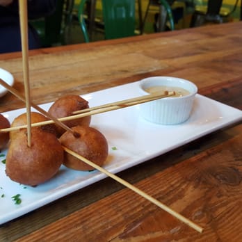 Eureka! - Corn dog bites appetizer - American Near Me - Austin, Texas Eureka! - Corn dog bites appetizer - American Near Me - Austin, Texas