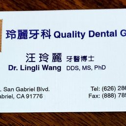 Dr. Lingli Wang's business card. Her dental work is great with a gentle touch. I definitely recommend her for your dental needs. Dr. Lingli Wang's business card. Her dental work is great with a gentle touch. I definitely recommend her for your dental needs.