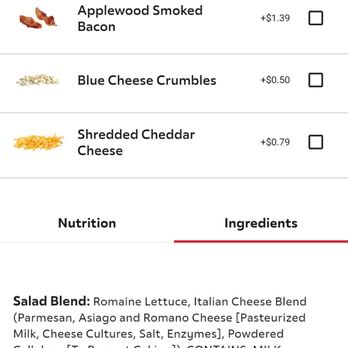 Wendy's - Ingredients for the Salad - Burgers Near Me - Pasadena, Maryland