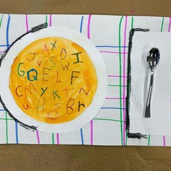 Katy Art School - Kindergarten alphabet soup mixes media project