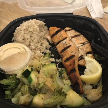 Bear Flag Fish - Grilled salmon & veggies with brown rice - Seafood Near Me - Huntington Beach, California