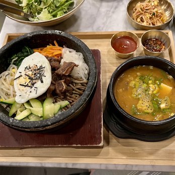 MOA Korean BBQ & Bar - Hot stone beef Bibimbap with bean paste soup - Barbeque Near Me - Charlotte, North Carolina