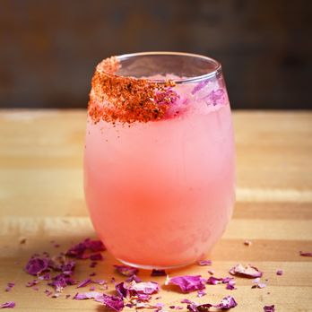 Barcocina West Town - a pink cocktail with crushed rose petals - Tacos Near Me - Chicago, Illinois Barcocina West Town - a pink cocktail with crushed rose petals - Tacos Near Me - Chicago, Illinois