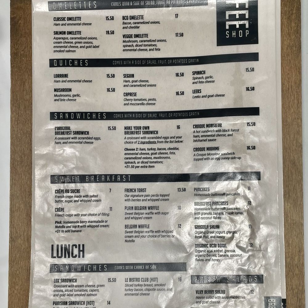 Le Coffee Shop - Breakfast/Lunch Menu (3/2024) - Breakfast & Brunch Near Me - Temecula, California