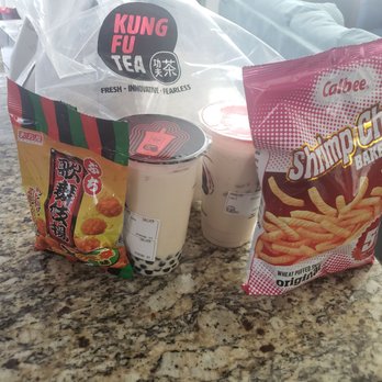 Kung Fu Tea - Honey oolong milk tea, winter melon milk green tea, and two of the Japanese mystery snacks!! - Bubble Tea Near Me - Silver Spring, Maryland