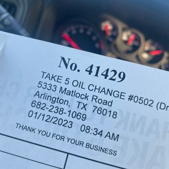 Take 5 Oil Change - Address to location. - Oil Change Stations Near Me - Arlington, Texas Take 5 Oil Change - Address to location. - Oil Change Stations Near Me - Arlington, Texas