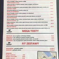 Masarnia Burger Bar - Menu in Polish
