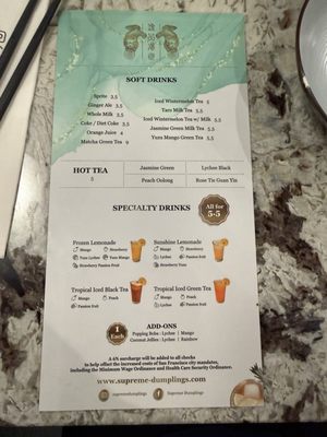 Menu photo 1 Supreme Dumpling Stonestown San Francisco, CA