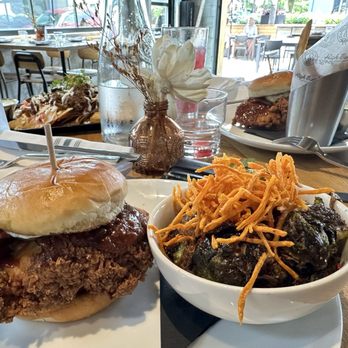High Bank Distillery - Nachos, Spicy Dipped Chicken Sandwich**, Red Bull (614) Vodka, Purple Reign, Crispy Brussels Sprouts** - New American Near Me - Columbus, Ohio High Bank Distillery - Nachos, Spicy Dipped Chicken Sandwich**, Red Bull (614) Vodka, Purple Reign, Crispy Brussels Sprouts** - New American Near Me - Columbus, Ohio