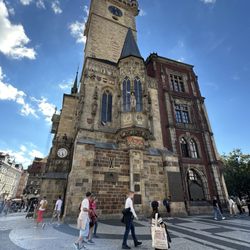 Staré Město - This astronomical clock tower was accidentally bombed by the allies. Half of the chuch is gone on the right