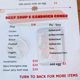 Menu - Beef Soup + Sandwich Combo Menu - Beef Soup + Sandwich Combo