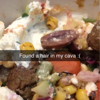 CAVA - You can see the hair in the tzatziki (the white sauce). - Mediterranean Near Me - Irvine, California CAVA - You can see the hair in the tzatziki (the white sauce). - Mediterranean Near Me - Irvine, California