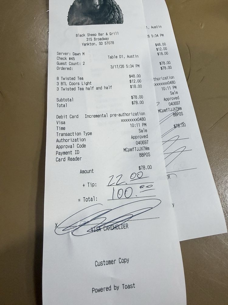 Food from Black Sheep Bar & Grill