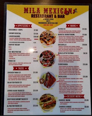 Menu photo 2 Mila's Mexican Restaurant & Bar Vaughan, ON Menu photo 2 Mila's Mexican Restaurant & Bar Vaughan, ON