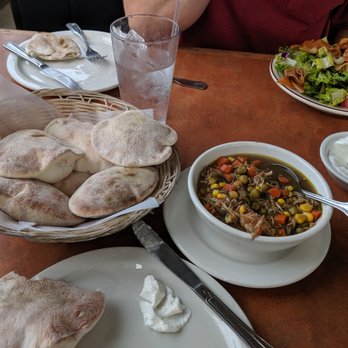 Sahara Restaurant - Chicken veggie soup, bread, garlic sauce - Middle Eastern Near Me - Dearborn, Michigan