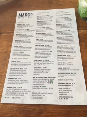 Menu photo 5 Maro's Oakville, ON Menu photo 5 Maro's Oakville, ON