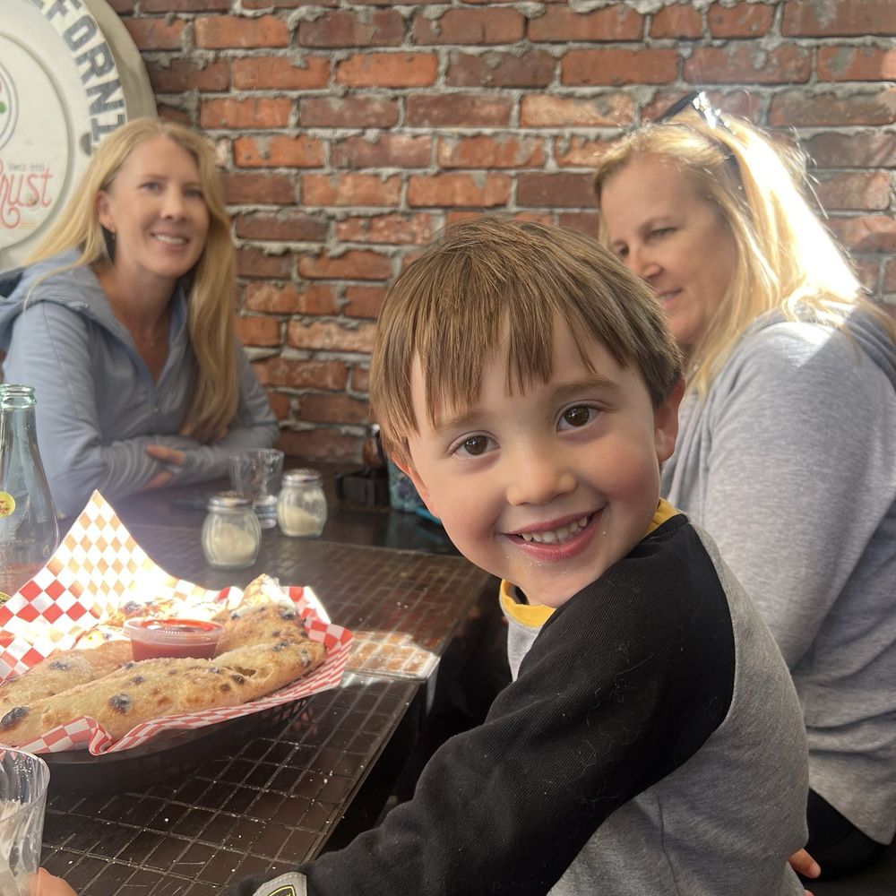 HillCrust Pizza - This little man had garlic bread and sauce. - Cheesesteaks Near Me - San Diego, California