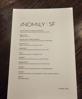 Menu photo 7 Anomaly SF San Francisco, CA
