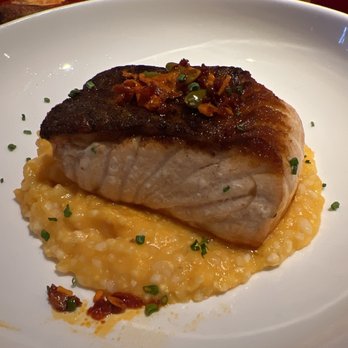 Arkadia Grill - Salmon on sweet potato and grits - Burgers Near Me - Miami Beach, Florida