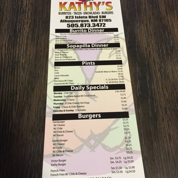 Kathy's - Menu. - Mexican Near Me - Albuquerque, New Mexico