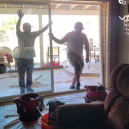 Placing our new door for installation.