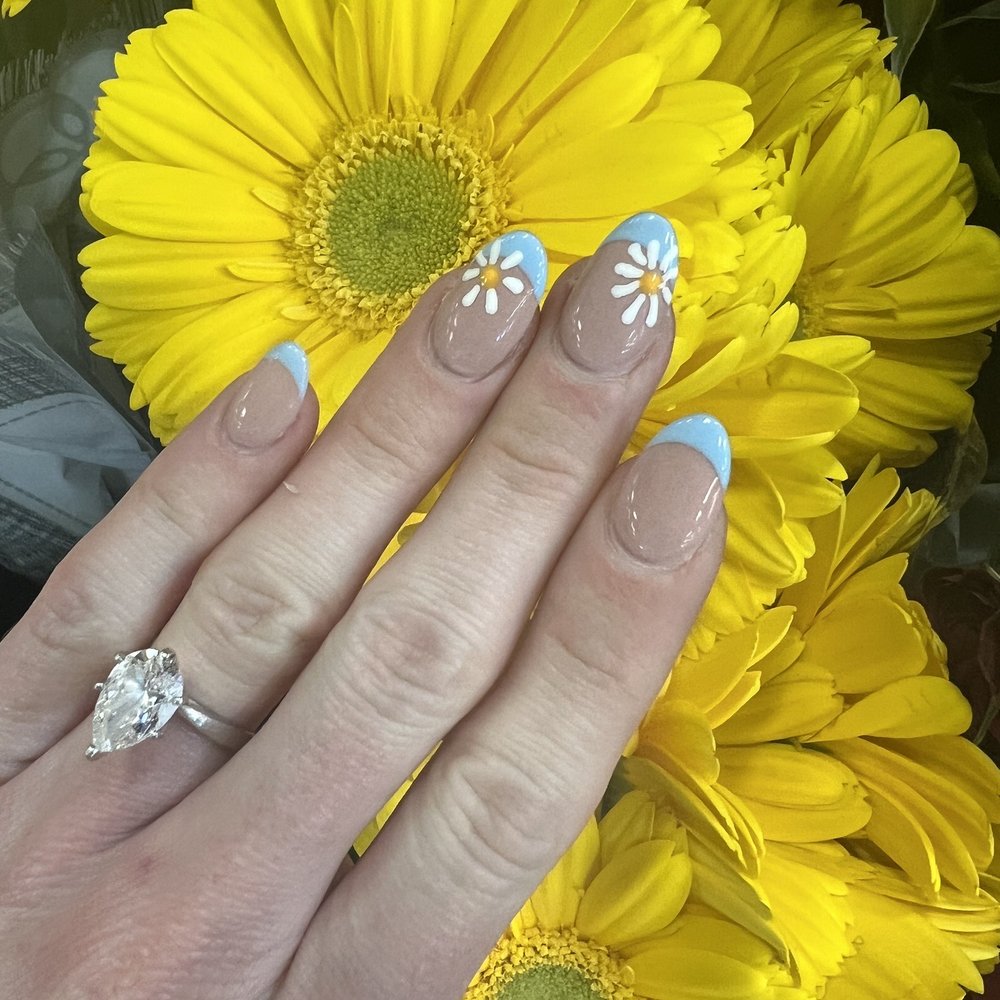 SNS manicure with tips and nail design SNS manicure with tips and nail design