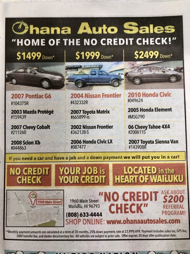 OHANA AUTO SALES 1960 Main St, Wailuku, Hawaii Used Car Dealers