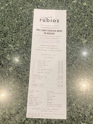 Menu photo 3 Rubio's Coastal Grill San Diego, CA