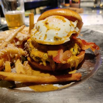 Eureka! - Jalapeno egg burger with parmesan fries. LITERALLY the best burger I've ever had. - American Near Me - Las Vegas, Nevada Eureka! - Jalapeno egg burger with parmesan fries. LITERALLY the best burger I've ever had. - American Near Me - Las Vegas, Nevada