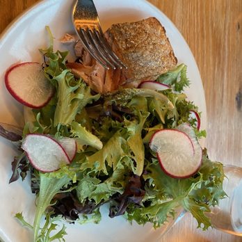 Halifax - Mixed green salad with some salmon - Seafood Near Me - Hoboken, New Jersey