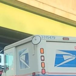 United States Postal Service - This mail truck was being hauled in on 670 this morning Mail was flying all over the place out the right side window