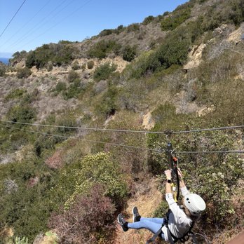 Catalina Zip Line Eco Tour - My Nana ziplining - the tour guides hive very clear instructions and keep everyone safe! - Ziplining Near Me - Avalon, California Catalina Zip Line Eco Tour - My Nana ziplining - the tour guides hive very clear instructions and keep everyone safe! - Ziplining Near Me - Avalon, California