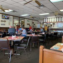 people sitting at tables in a restaurant