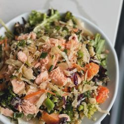 Bliss Bee - The Pacific Bowl roasted salmon / roasted carrots & broccoli / sesame-tamari vinaigrette / spicy scallion cole slaw