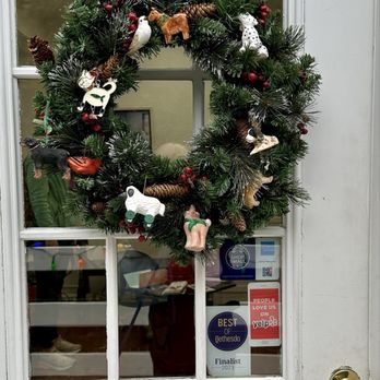 Canal Clinic - The cute wreath on the door at Canal Clinic. If you look closely, you can see Hermoine and I in the reflection. : ) - Veterinarians Near Me - Potomac, Maryland Canal Clinic - The cute wreath on the door at Canal Clinic. If you look closely, you can see Hermoine and I in the reflection. : ) - Veterinarians Near Me - Potomac, Maryland