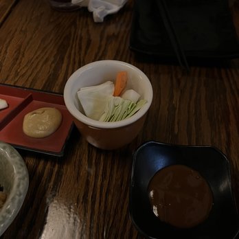 Koshiji - 06/12/2022 Complimentary salad + sauces. Raw cabbage and carrots that you dip! - Japanese Near Me - Torrance, California Koshiji - 06/12/2022 Complimentary salad + sauces. Raw cabbage and carrots that you dip! - Japanese Near Me - Torrance, California