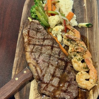 Cosmos Bar and Grill - New York steak with shrimp - Breakfast & Brunch Near Me - Los Banos, California