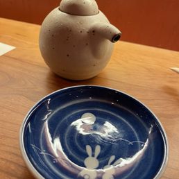 Adorable soy sauce pitcher and bunny saucer