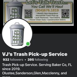 VJ’s Trash Pick Up Service - Don't forget to check us out on Facebook