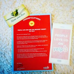 Now and Zen - I'm proud that my former location had recognition for positive reviews on Yelp with a 4.8 rating, and look forward to building that again!
