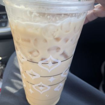 Starbucks - The new Gingerbread Oatmilk Chai latte with 5 pumps of gingerbread syrup . - Coffee & Tea Near Me - Orange, California