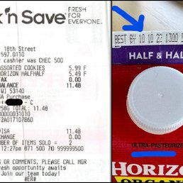 ows the receipt for half and half half