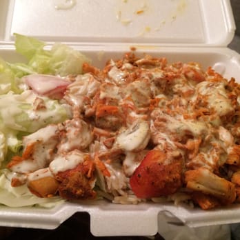 Nisars Halal Cart - a meal in a styrofoam container - Halal Near Me - Forest Hills, New York Nisars Halal Cart - a meal in a styrofoam container - Halal Near Me - Forest Hills, New York