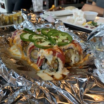 King Kong Sushi - Volcano roll! Comes to the table on fire very cool to see it is a little spicy though - Sushi Bars Near Me - Myrtle Beach, South Carolina King Kong Sushi - Volcano roll! Comes to the table on fire very cool to see it is a little spicy though - Sushi Bars Near Me - Myrtle Beach, South Carolina