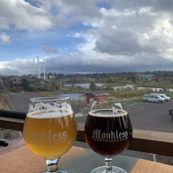 Monkless Belgian Ales - View from outside dining - Belgian Near Me - Bend, Oregon Monkless Belgian Ales - View from outside dining - Belgian Near Me - Bend, Oregon